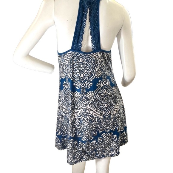 In Bloom by Jonquil Chemise Woman’s Blue, White & Tan Print Slip Dress Size S/P - Picture 4 of 14